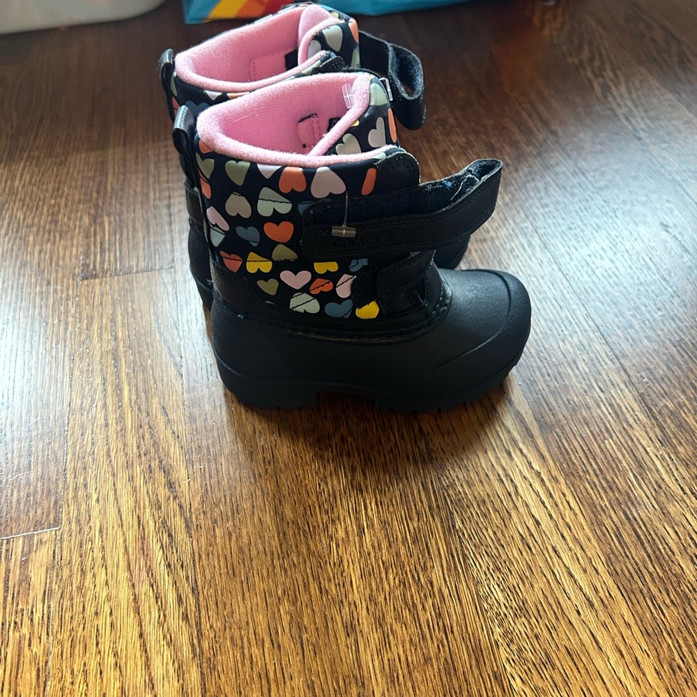 Carter's Black and Pink Heart Boots